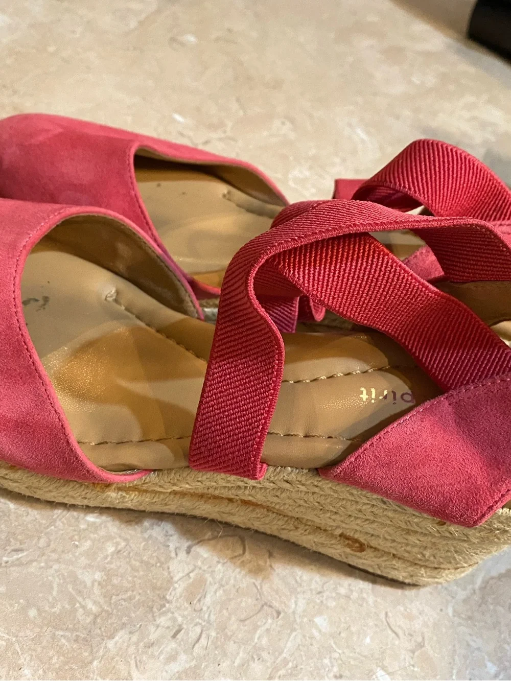 Easy Spirit Coral Espadrille Crisscross Ankle-Strap Flats
